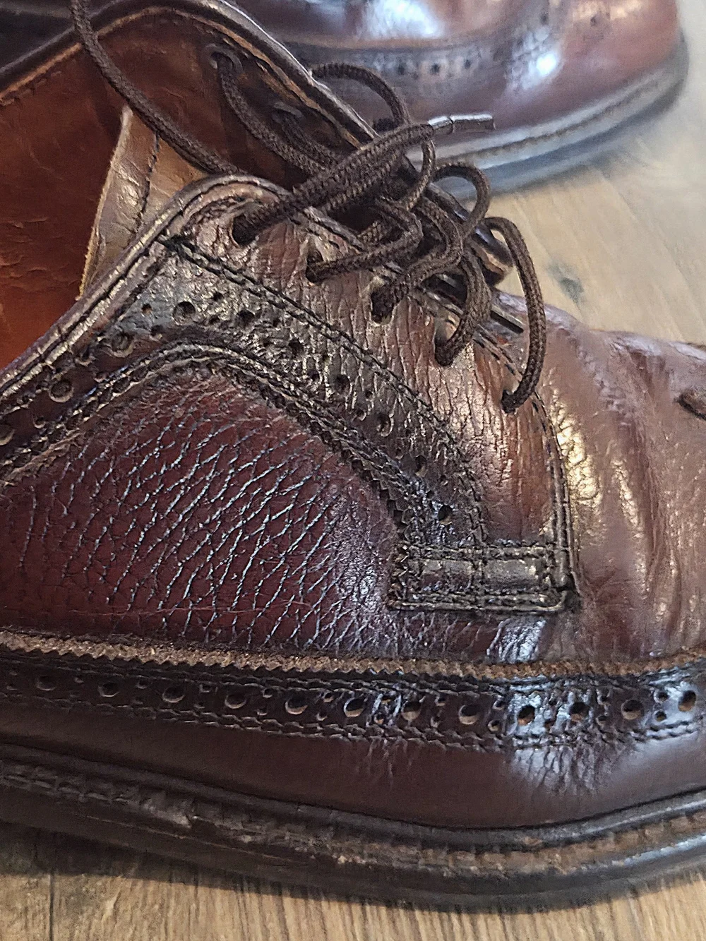 Vintage Florsheim Imperial Kenmoor Brown Pebble Grain Shortwing 7.5 D